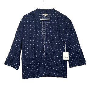 A New Approach women's jacket kimono blue 3/4 sleeve XSP/SP pockets lined NWT
